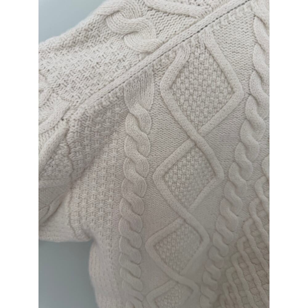 SUNDAY BEST x ARITZIA Women's Cream Peggy Sweater Chunky Fisherman Cable-Knit - Picture 5 of 7
